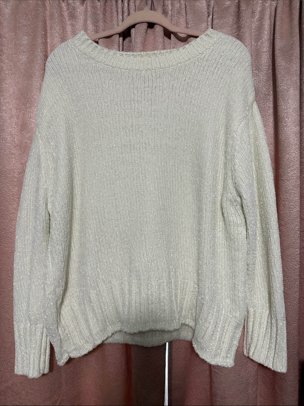 Cynthia Rowley Cream Ribbed Crewneck Sweater